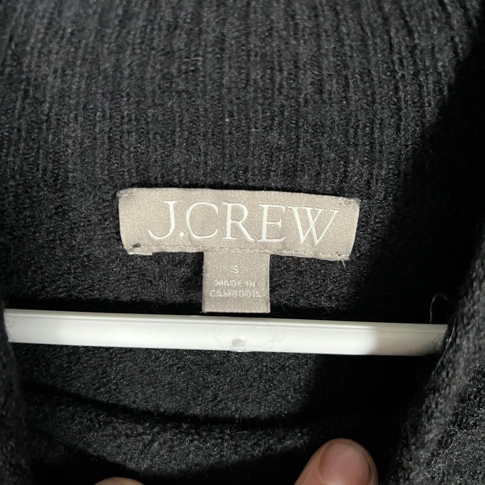 J Crew Sweater Womens Small Black Merino Wool Alpaca‎ Blend Mock Neck Pullover